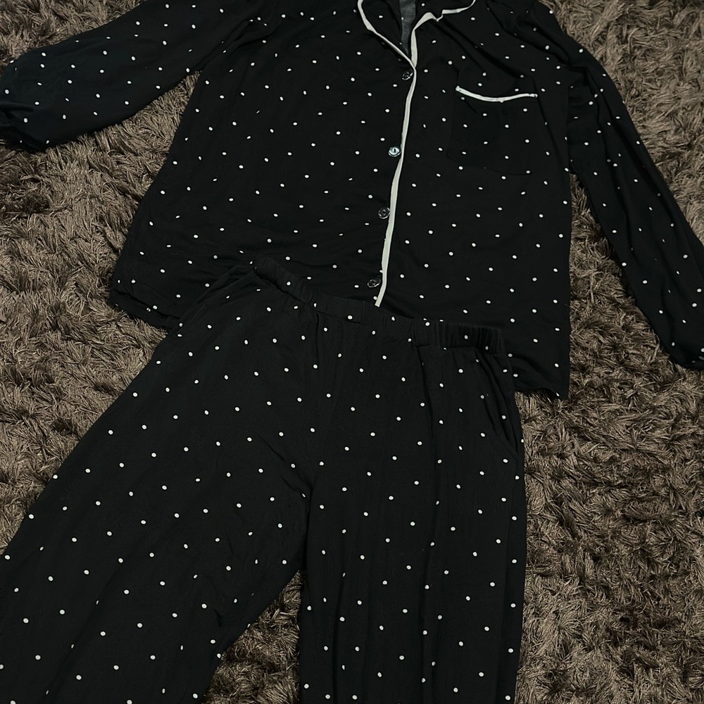 Women's Black Polka Dot Pajama Set